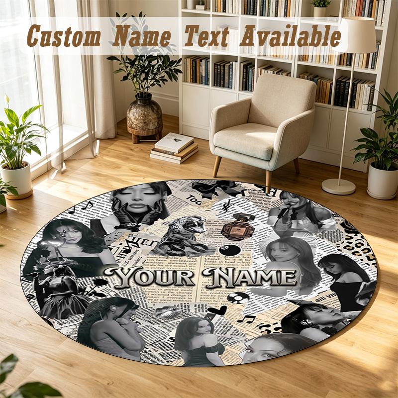 Round Rug Custom NameAyliva Pattern Non Slip Carpet Home Floor Decor