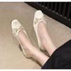 New Style Fashion Bowtie Flat Shoe Women Ballerinas Square Toe Slip On Ballet Flat Loafers Moccasins Ladies Casual Comfort Shoes