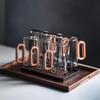 ZISIZ 360ml Glass Tea Cup Set with Wood Handle