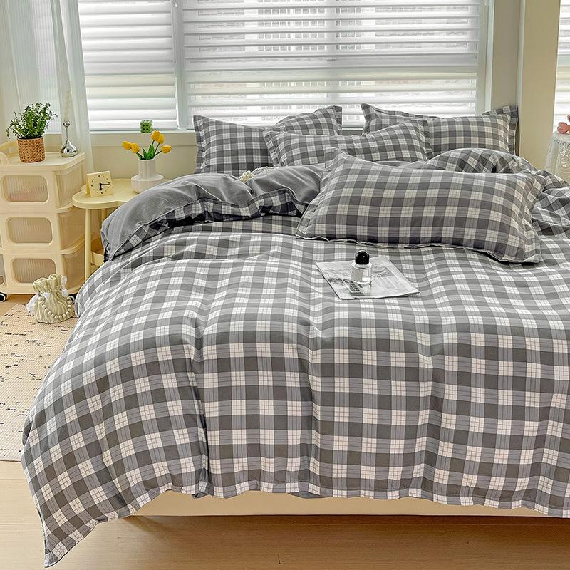 Klasse A Säuglings- und Kleinkindqualität Ins Kleiner Frischer Verdickter Abgeriebener Vier-Teile-Satz Hautfreundliche Laken Gewaschene Baumwolle Bettbezug Schlafsaal 3-teiliges Set