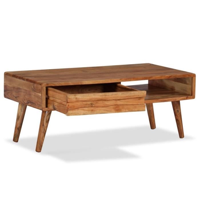 VidaXL Table basse Bois massif avec tiroir sculpté 100 x 50 x 40 cm