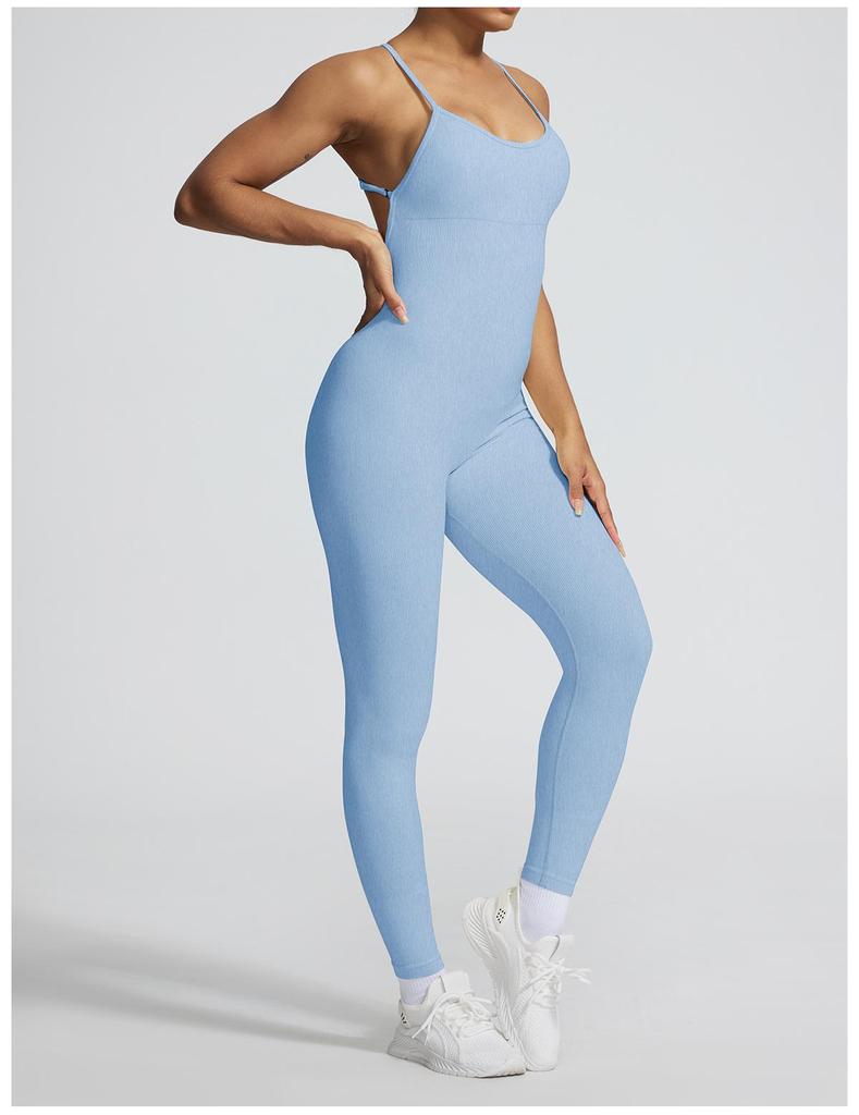 Nahtloser Hochelastischer Yoga-Jumpsuit mit Cross-Back-Design