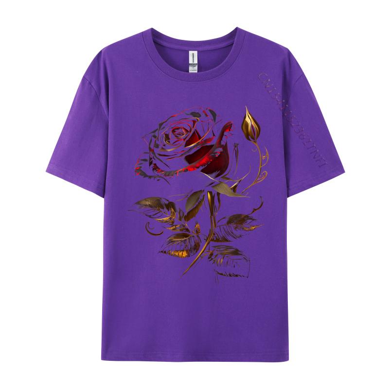 Deep Red Rose Black And Gold for Normal Man 2024 New Design Luxury Designer T-Shirts Cotton Fabric Men Tshirt Europe Tees