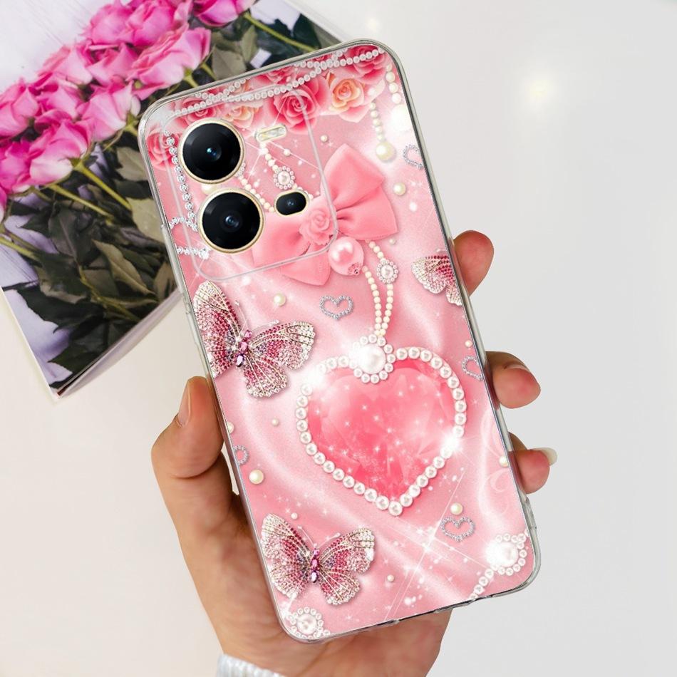 For Vivo V25 5G Case Vivo V25e V 25 25E 4G V2202 V2201 Cute Panda Flower Pattern Soft Silicone TPU Phone Cases