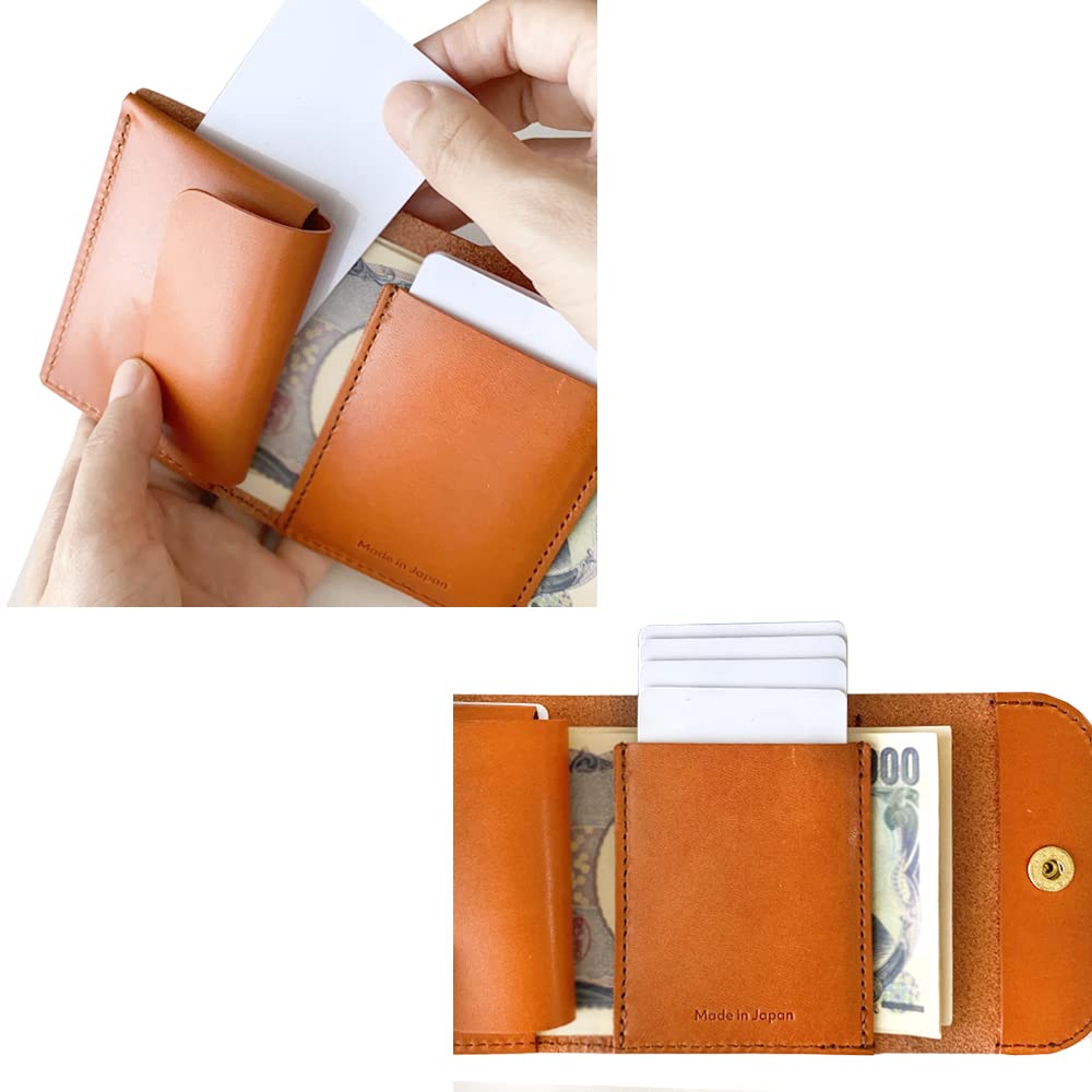 In Wallet Trifold Coin Purse Mini Wallet Small Thin Compact Small Card Holder Tochigi Leather Genuine Leather Leather M002NV [Made Japan] Men's