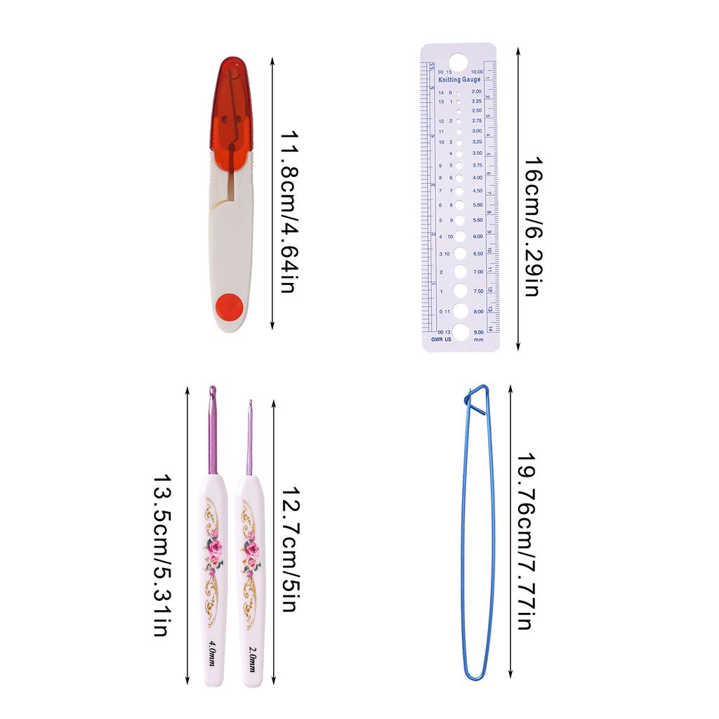 Set de ace de tricotat drepte din oțel inoxidabil 88 buc cu ac circular de tricotat Accesorii de tricotat cu croșetat