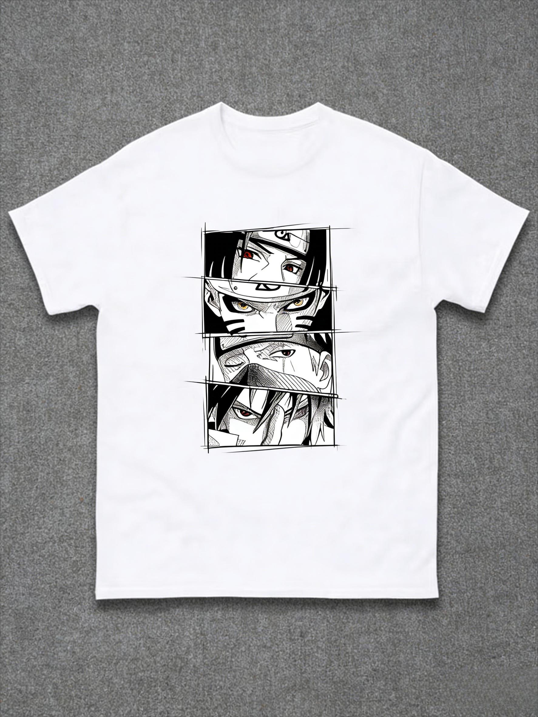 

Naruto Manga Eyes TShirt Men Itachi Naruto Kakashi Sasuke Anime Character Graphic Short Sleeve Oversized Streetwear Fan Tee S