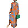 2022 Autumn V-neck Long Sleeve Print Dress for Women