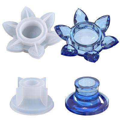 Gjør-det-selv Krystall Epoxyharpiks Form Lotus Lysestake Silikonform
