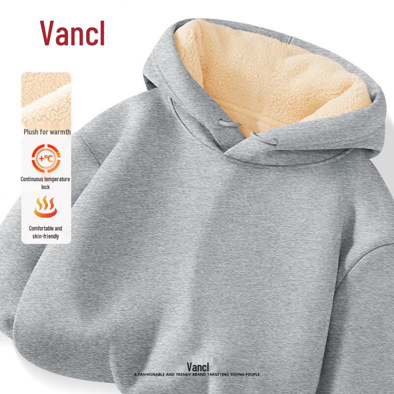 

VANCL Men s Winter Plush Lined Loose Fit Hooded Sweatshirt XL