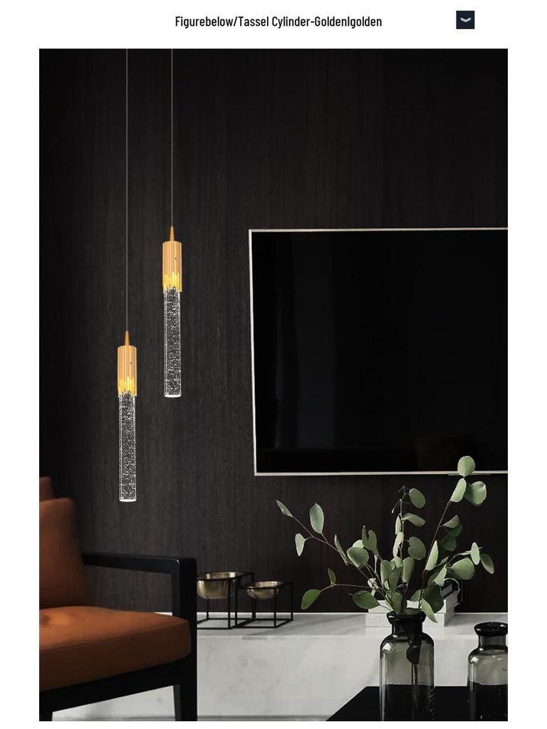Luxury Crystal Pendant Light: Elegant Bedside or Background Illumination