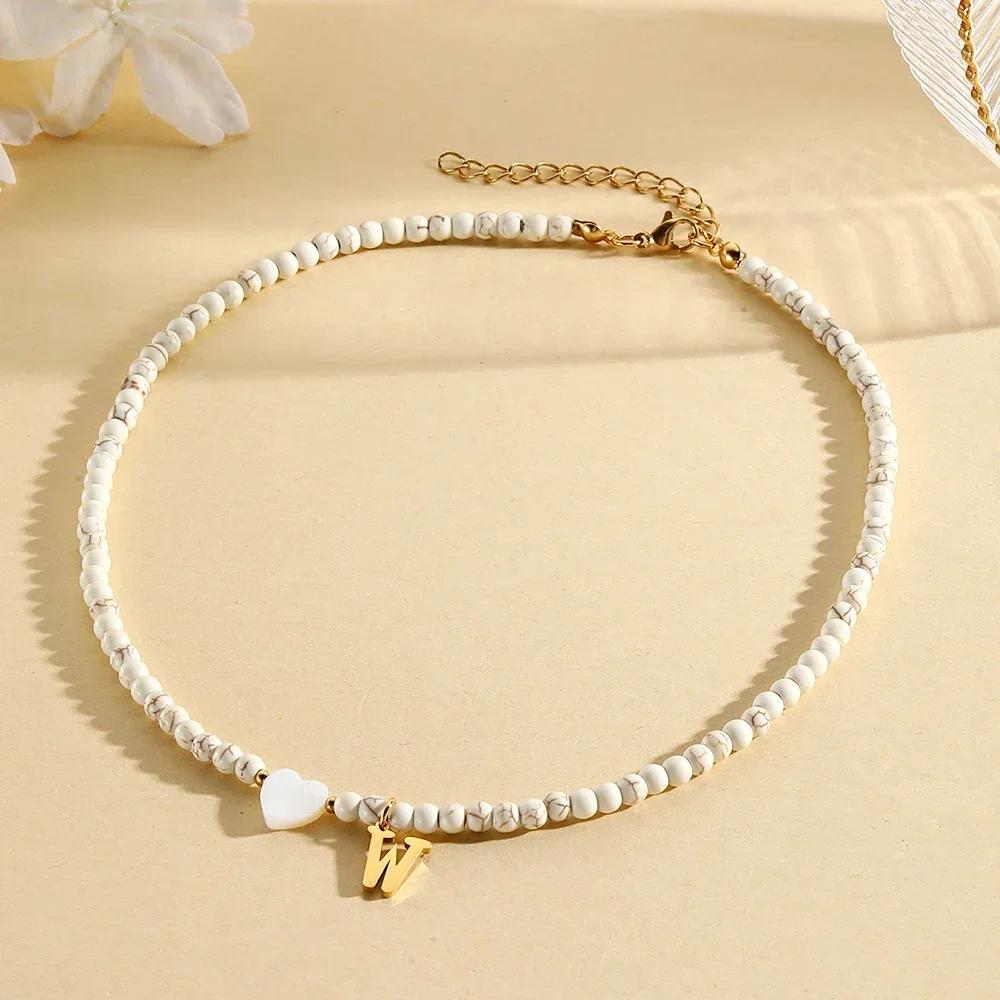 Bohemian Choker Neck Necklaces Heart-shaped Shell Letter Pendant Beads Women Necklace Woman Trend Jewelry Gift 2025