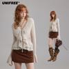 Women's Ruffled V-Neck Knit Cardigan