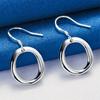 925 Sterling Silver Simple Hollow Out Round Earrings Fashionable Women's Gift Jewelry Wedding Accessories