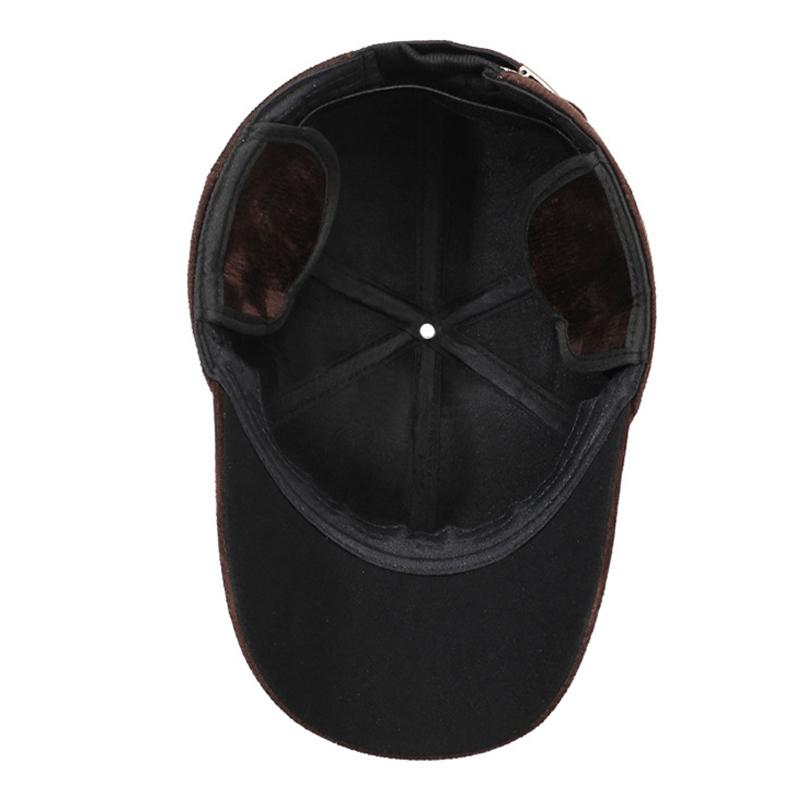 Winter Woolen Hat Men's Warm Baseball Hat Ear Protectors Old Man Thick Cap