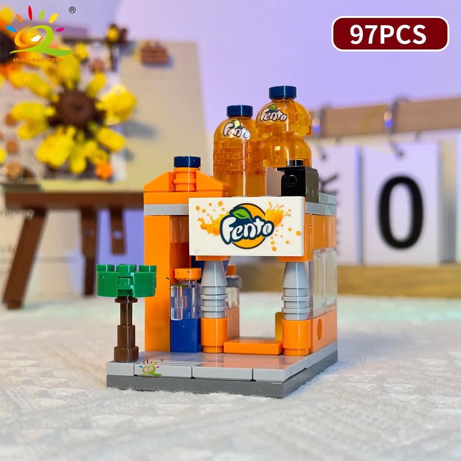 Non-Toxic Moc City Street View Mini Building Blocks Diy City Commercial Street Coffee Shop Puzzle Toys Home Ornaments Decoration