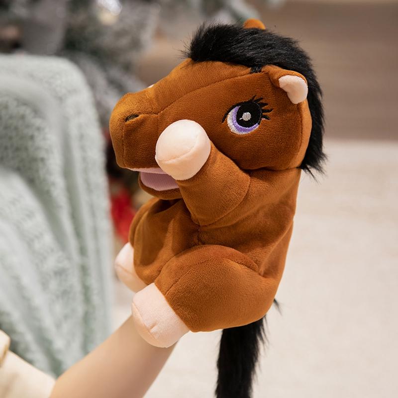 28cm Kawaii Hand Plush Horse Toy Puppet Stuffed Pillow Soft Animal Creative Gift for Kids Birthday Party Game
