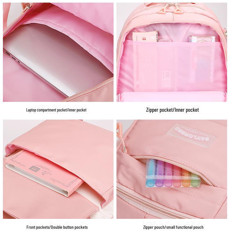 Leichter, wasserdichter Rucksack für Mädchen: Wirbelsäulenschutz, große Kapazität, für Grund- und Mittelschüler, Klassen 3–6.