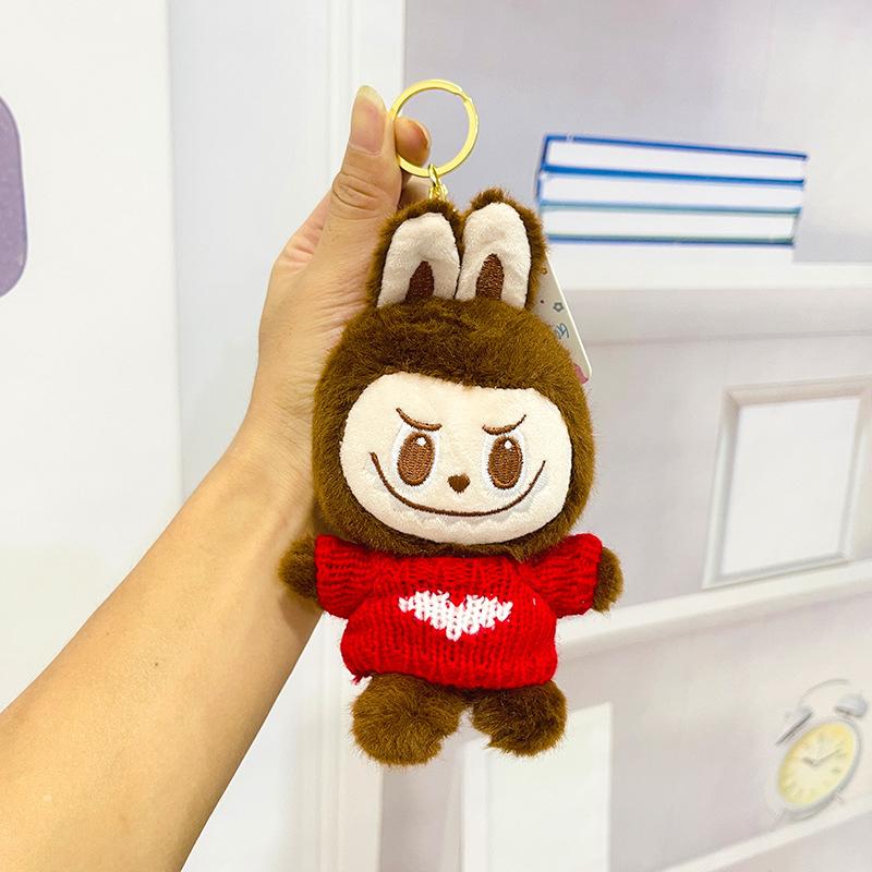 Creative Cartoon La Bubu Plush Clothing Toy Keychain Car Backpack Hanging Pendant Keyring Couple Accessories Decorative Gifts