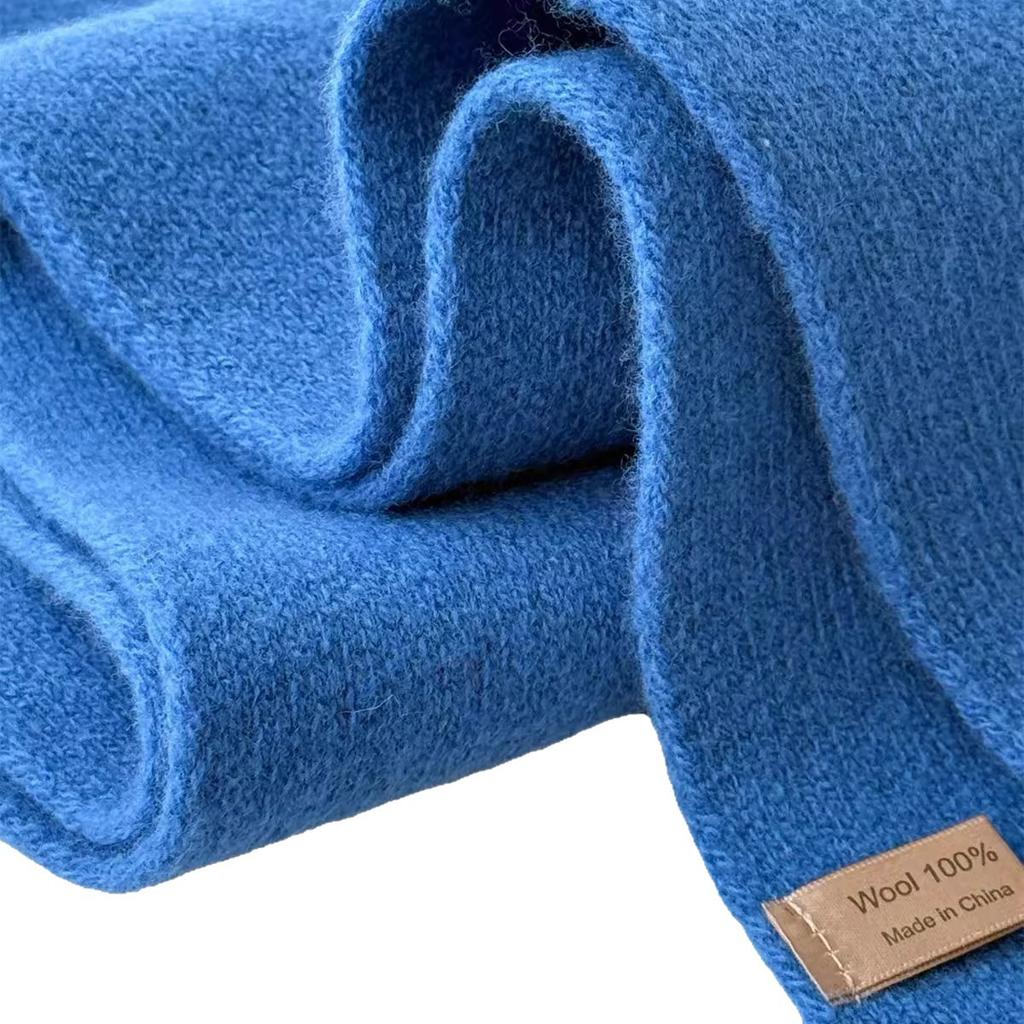 Korean Style New Versatile Solid Color Pure Wool Scarf for Women Autumn and Winter Warm Knitted Scarf Fashionable Versatile Scarf