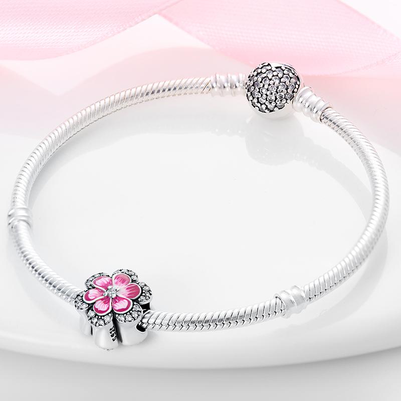 Genuine Beautiful Wonderful Charm Copper Pink Flower Bead Fits Bracelets Women Jewellery Crafting DoItYourself Gifts