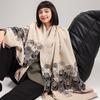 Warm Rose Clusters Fashionable and Elegant Women Contrasting Color Wind Imitation Cashmere Scarf Office Blanket Shawl Scarf