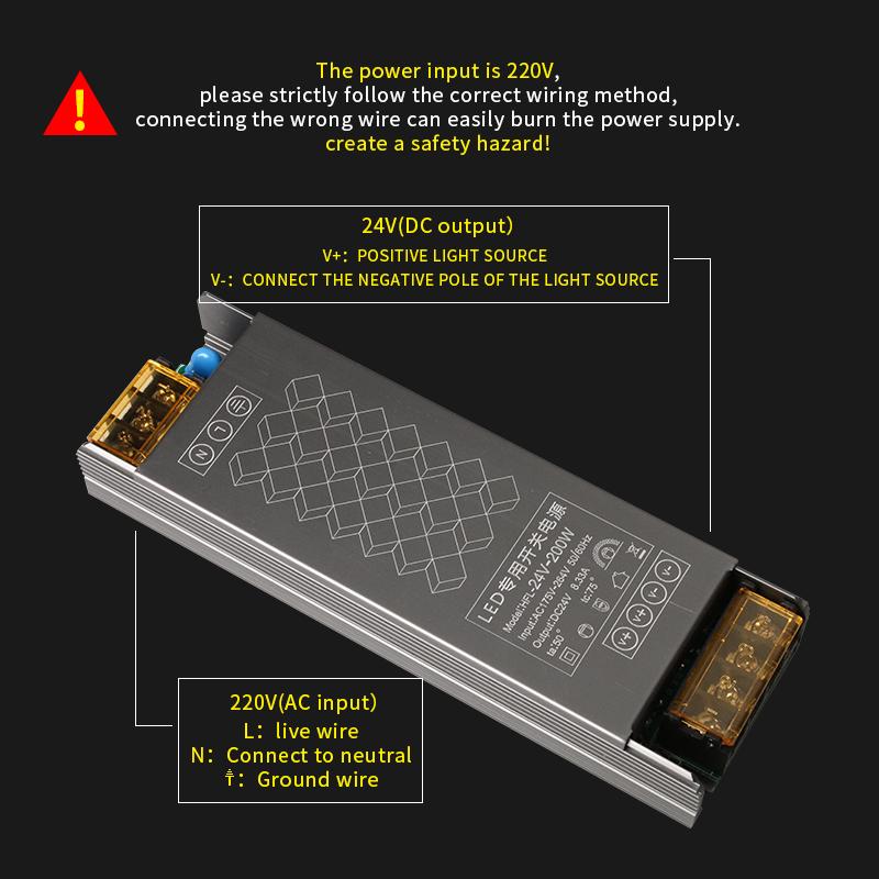 Ultra Thin LED Power Supply DC24V Lighting Transformers 60W 100W 150W 200W 300W 400W AC220V Driver For Strip Underground Lamp