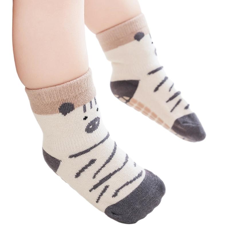 Trampoline Socks Anti Skid Calf Socks Grip Crew Socks Cute Cotton Ankle Socks S зебра