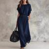 2026 new summer European and American chiffon waist collection elegant exquisite long dress