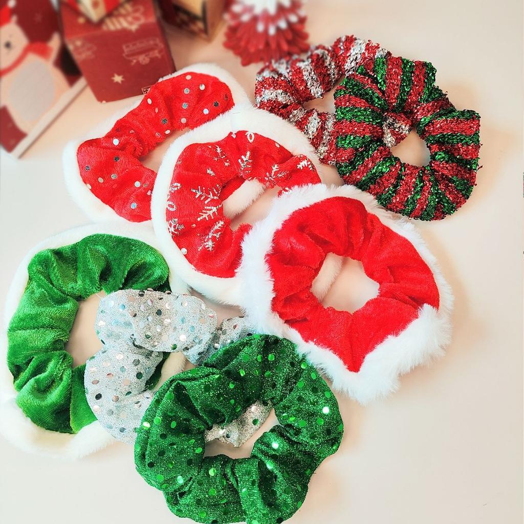 New Christmas Headband Sequin Girls Ponytail Holder Hair Ties Velvet Hair Rope Creative Kids Scrunchies Hair Accessories