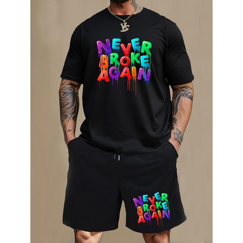 Men's Casual Outfit Set Yellow Duck Print Men's T-shirt & Beach Shorts Set Summer Short-sleeved Street Fashion Sports Shorts