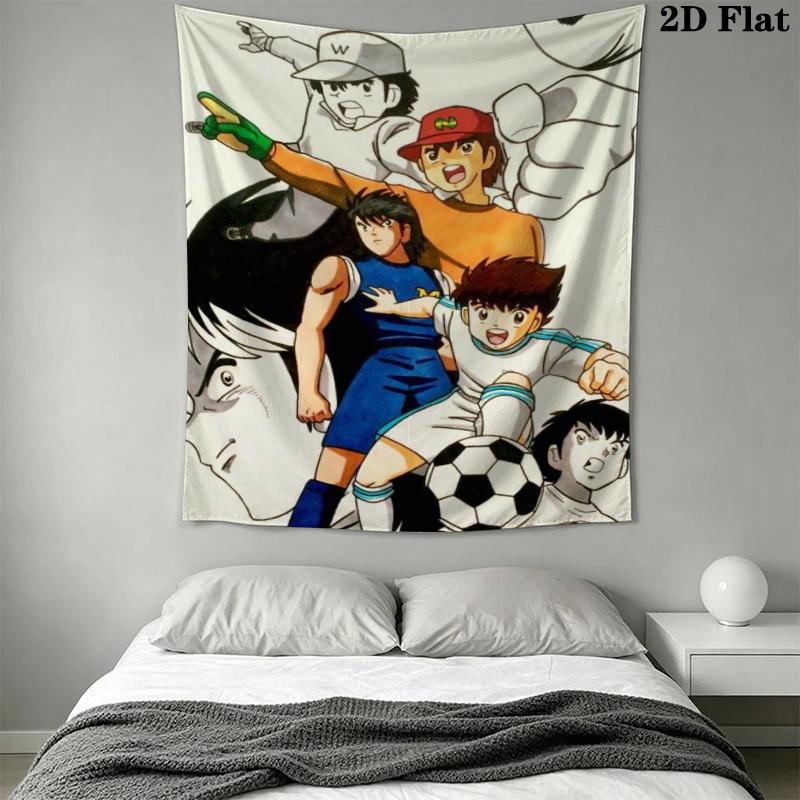 Captain Tsubasa Wall Tapestry Aesthetic Wall Hanging Printed Fabric Blanket Decorative Tapestries for Bedroom Living Room Home Decor