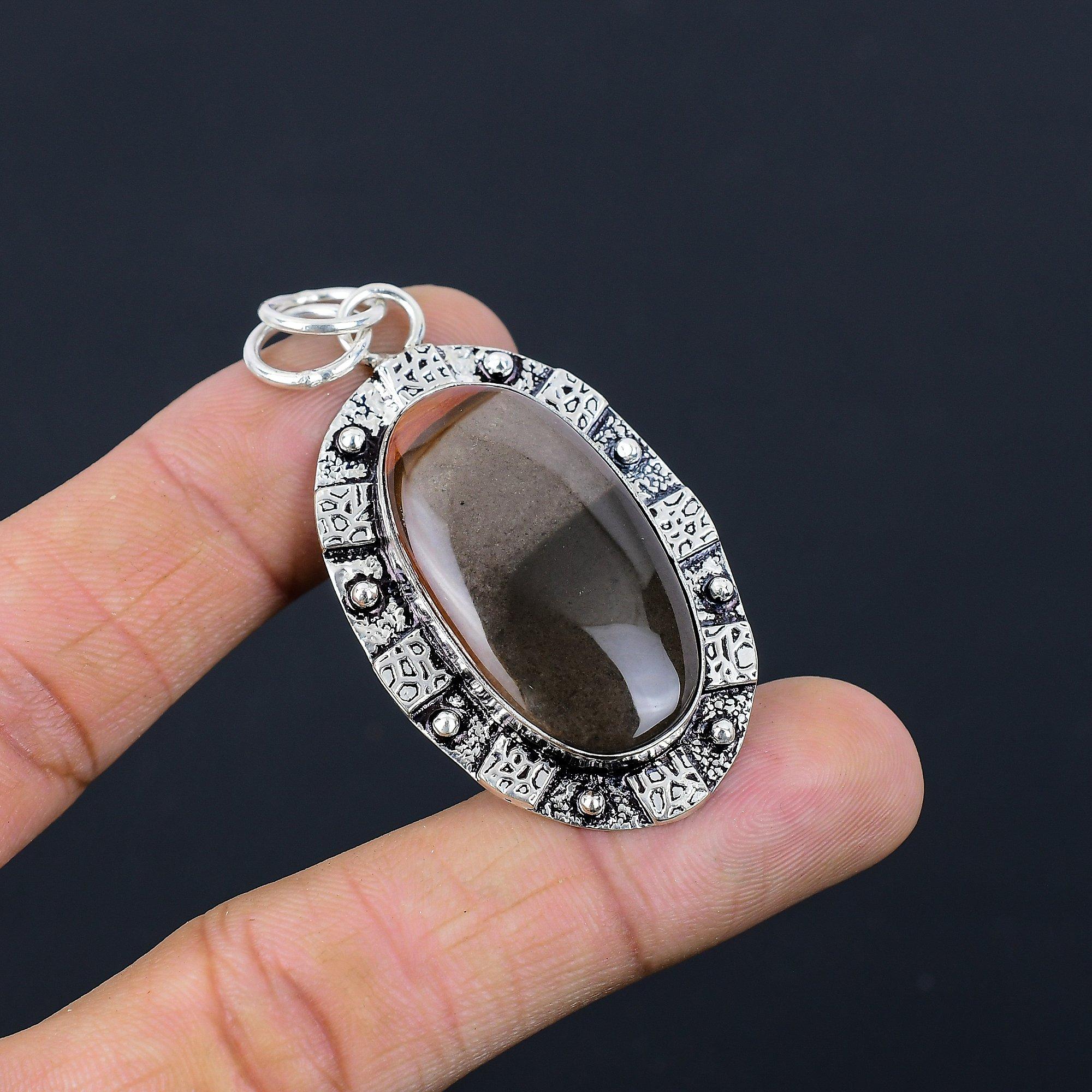 

Natural Polychrome Jasper Gemstone Jewelry 925 Sterling Silver Pendant For Girls