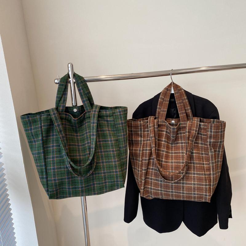 Women's Large Capacity Tote Bag Plaid Handbag Commuter Shoulder Bag