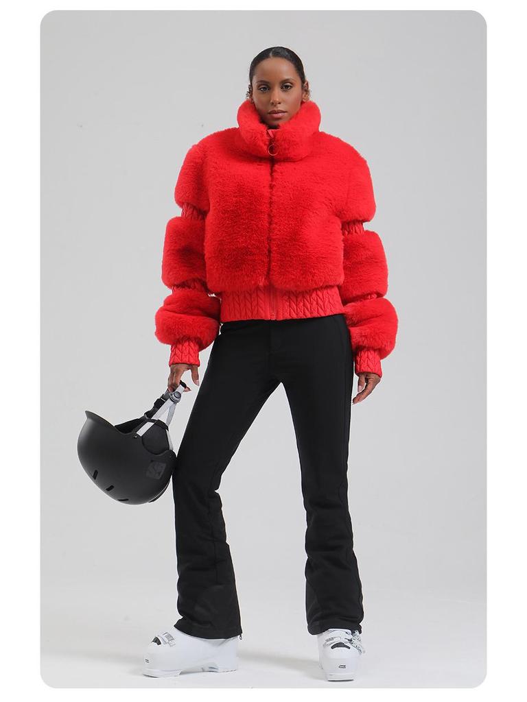 Women's Windproof Thickened Winter Ski Suit - European & American Style for Extreme Cold Outdoor Sports.