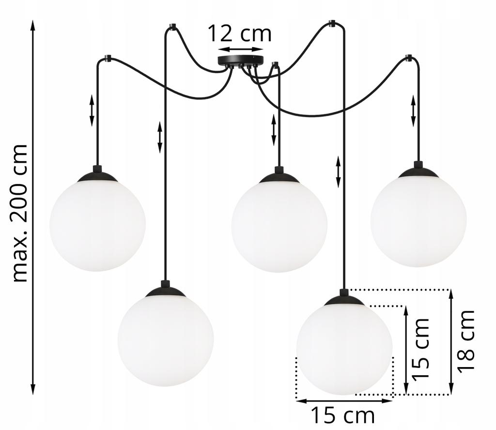CEILING HANGING LAMP SPIDER BALL BLACK LED 15cm