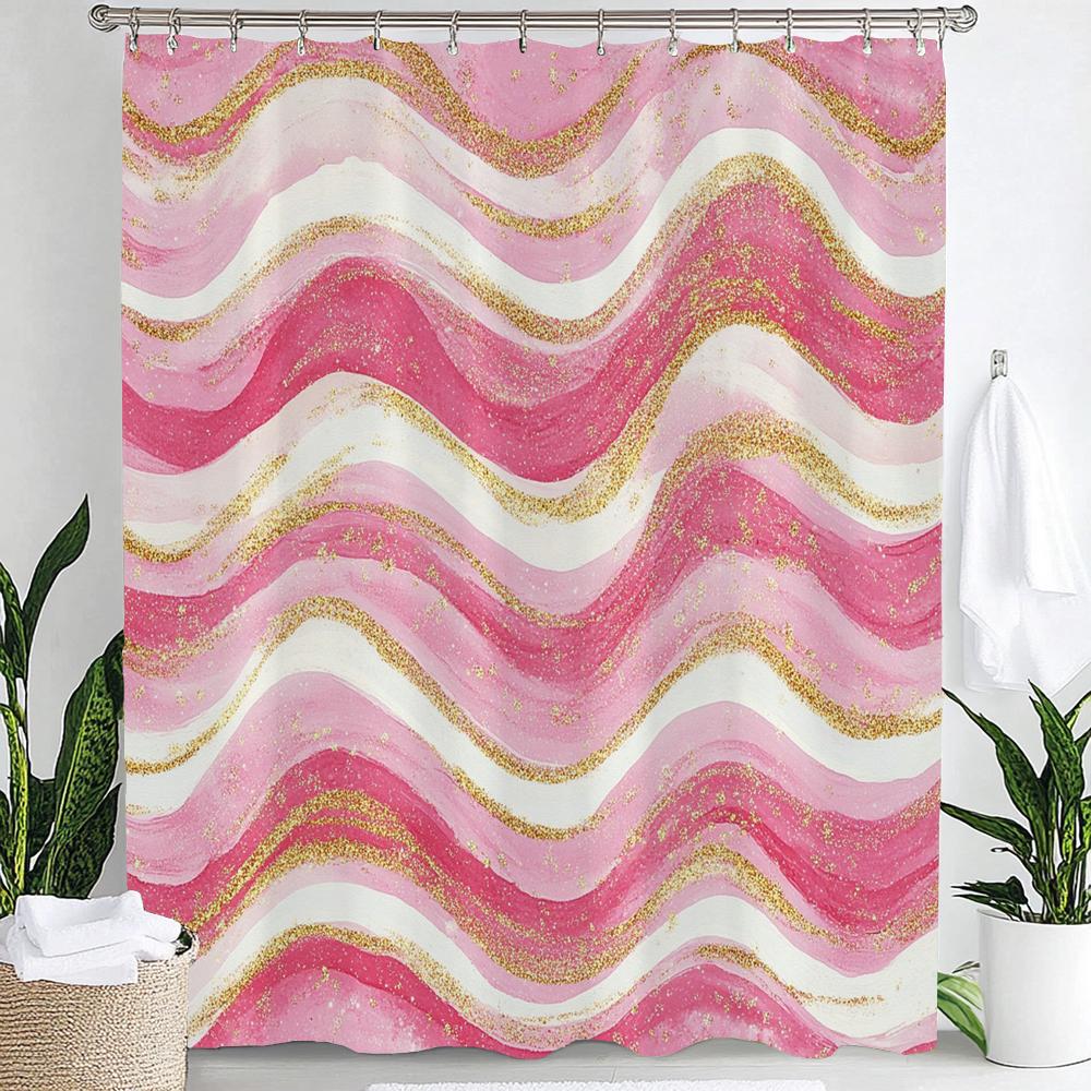 Blue Gold Textured Marble Shower Curtain Black White Natural Art Pattern Polyester Fabric Washable Shower Curtain Bathroom Decor