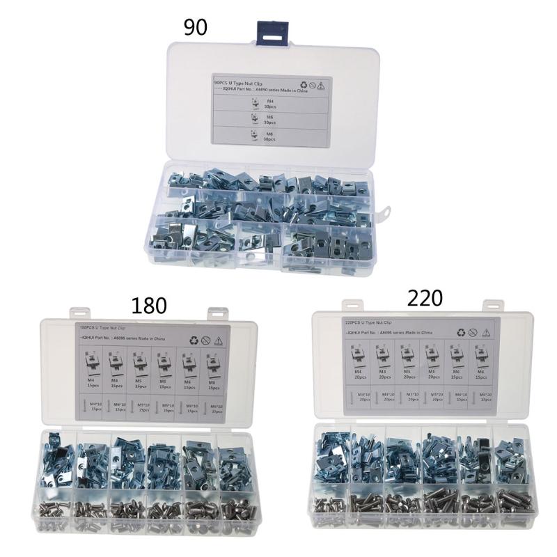 Screws Panel Fastener Clips Speed U Nut Auto Cap M4 M5 M6 180pcs/220pcs/90pcs