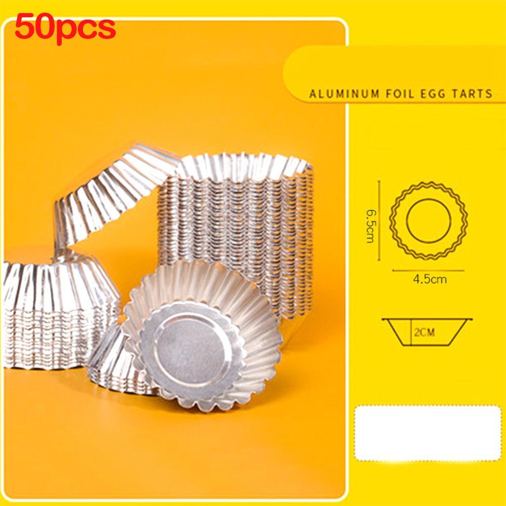 50Pcs Egg Tart Aluminum Silver Cupcake Cake Cookie Mold-Mould Tin Baking Tool
