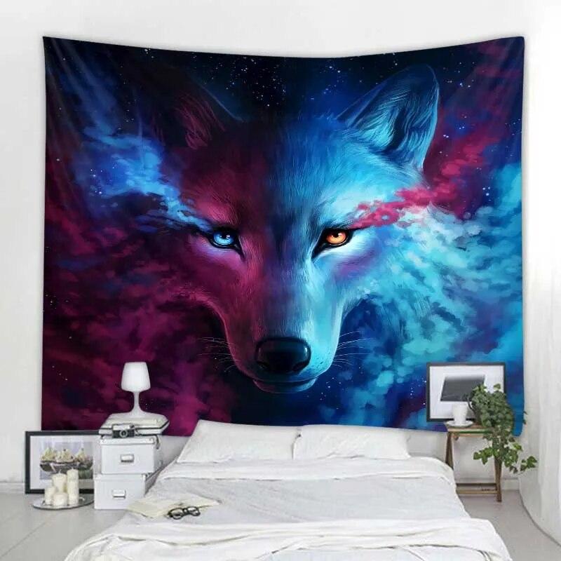 Fantasie Wolf Wandteppich Hängen Tier Zimmer Dekoration Böhmischen Psychedelic Mandala Hause Schlafsaal Wand Dekoration