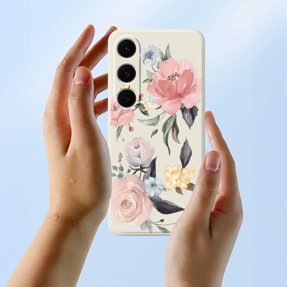For Samsung Galaxy S25 FE Case Big Flowers Pattern Printing Straight Edge TPU Phone Back Cover