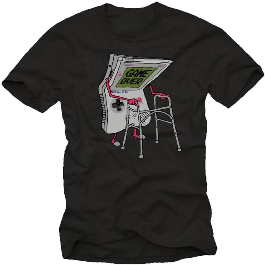 

Men s Retro Gamer Nothing to do Game Over Graphic Black Tee (S-XXXL) 5XL різнокольоровий