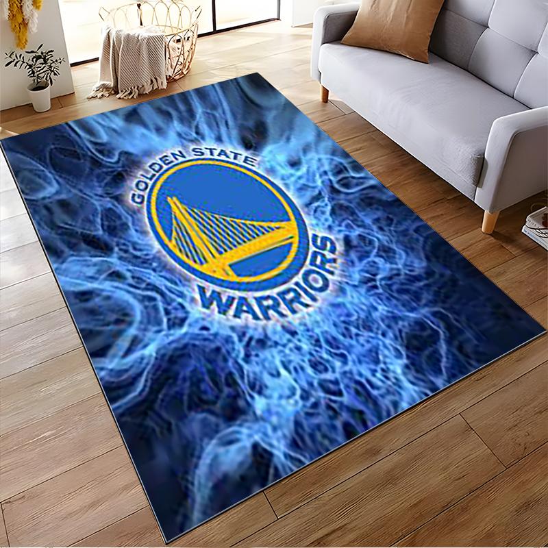 Golden State Warriors Logo on Blue Texture Non-slip rug suitable for living room and bedroom sofas sofas