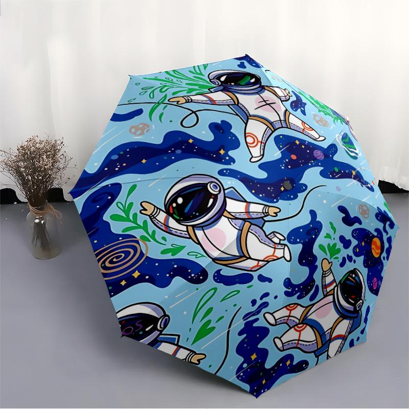 1pc Astronauts Outer_Space Automatic Open/close Umbrella, 8-Rib sturdy structure, Portable Travel Umbrella, Parties, Everyday Useb052