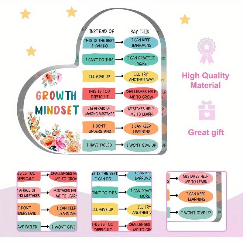 Growth Mindset Heart - Positive Mental Health Decor for Classrooms & Therapy