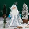 Statua di Ded Moroz Blu Argento 40cm, Bambola Decorazione Tavolo Capodanno Russo Natale