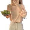 Damen Gestreiftes Langarm-T-Shirt - Herbststil 2025, Rundhalsausschnitt, Lockere Passform, Koreanisch inspiriert, Vielseitiges Basic-Oberteil.