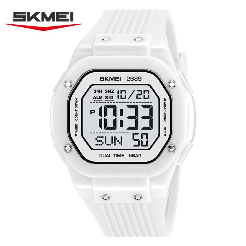 SKMEI 2689 Fashion Dynamic Student's Digital Watch Silicone Strap Waterproof Multifunction Sporty Student Electronic Watch Gift