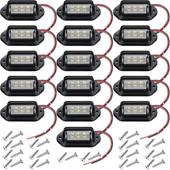 Mudder 8 Packs 12V 6 LED License Plate Light Waterproof License Plate Lamp Taillight For Truck SUV Trailer RV Trucks And Boats License Tags