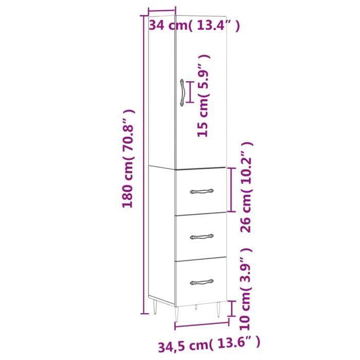 VidaXL Highboard Concrete Grey 34.5x34x180 Cm Engineered Wood 3198837